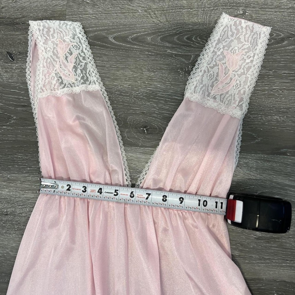 Vintage Pink Lace Trim Embroidered Nightgown - Size L - Picture 6 of 8
